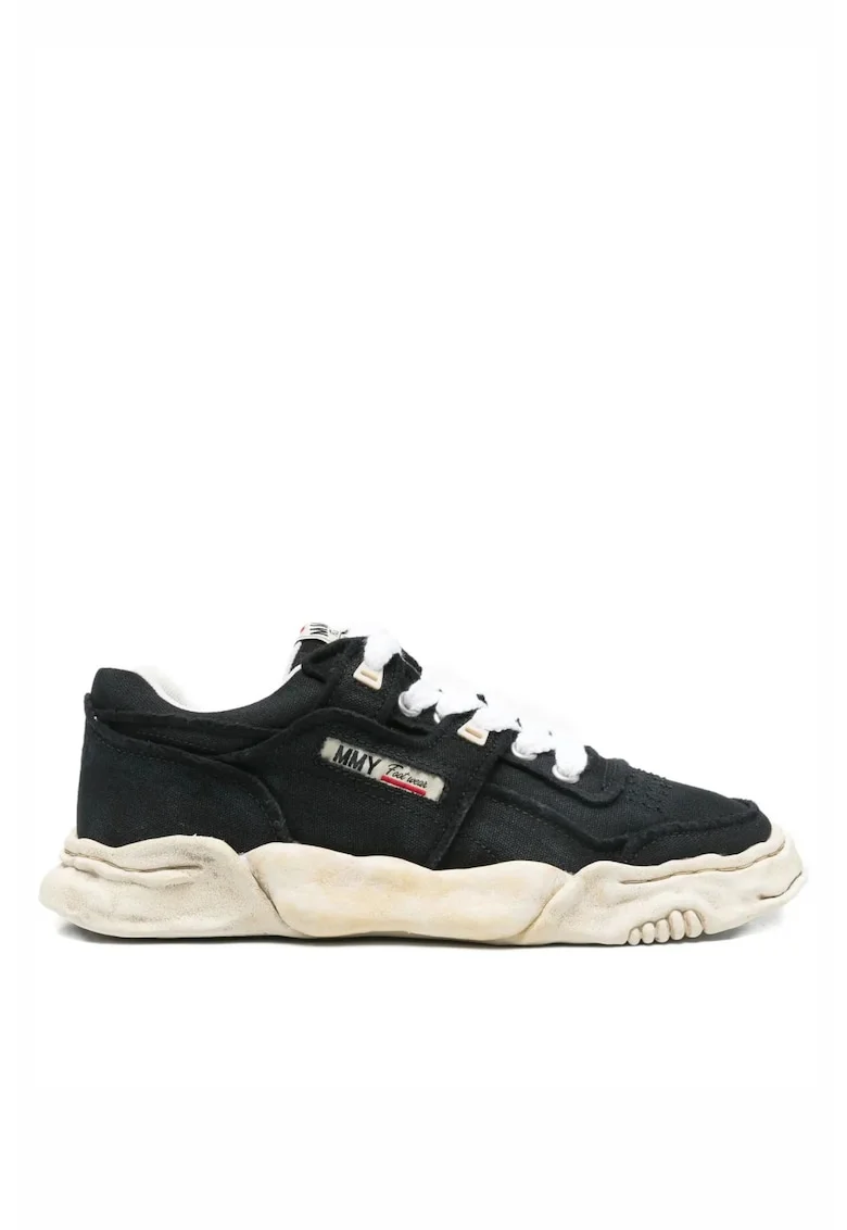 Maison  lace-up fastening vintage effect sneakers black, Negru