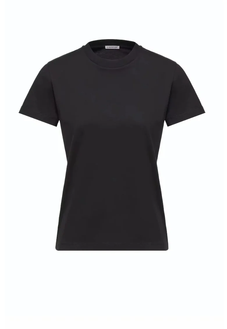 Embroidered Logo Cotton T-Shirt Black, Negru