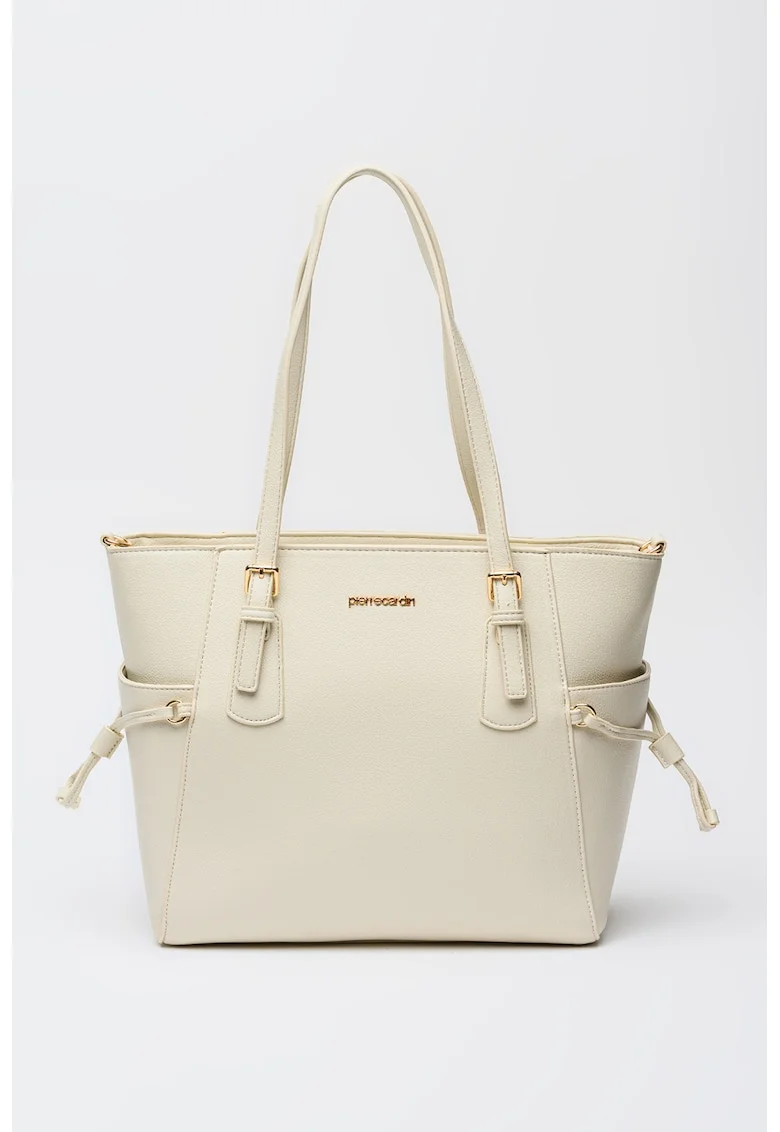 Geanta shopper cu buzunare laterale, Bej deschis