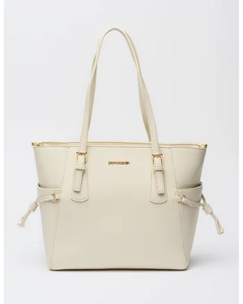 Geanta shopper cu buzunare laterale, Bej deschis