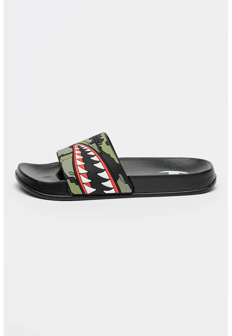 Papuci din cauciuc Sharky, Verde/Negru