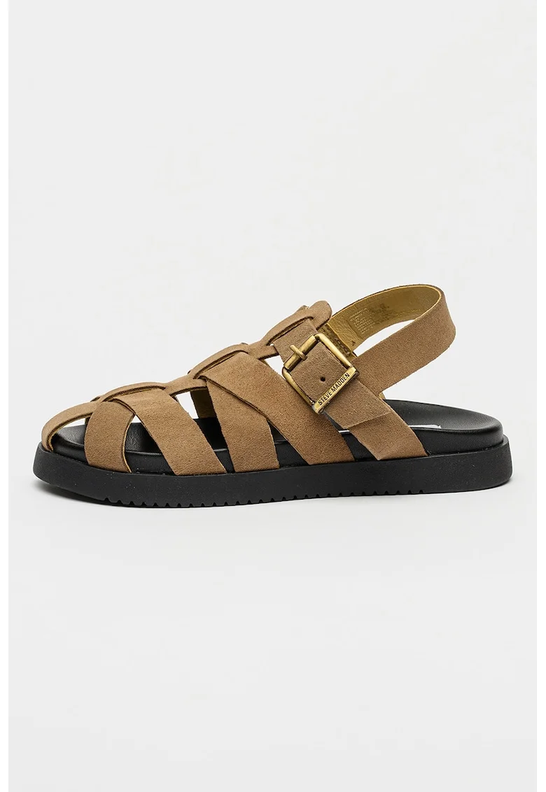 Sandale fisherman din piele intoarsa Jmamba, Maro taupe