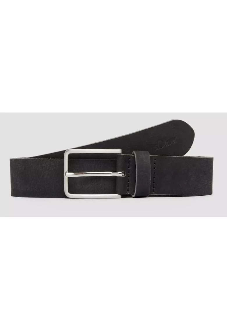 Curea barbati din piele intoarsa, catarama clasica cu stift, Negru, Negru