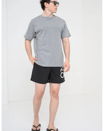 Pantaloni scurti de baie cu logo Cali, Negru/Alb murdar