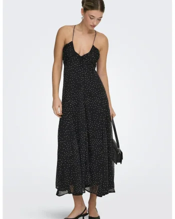 Rochie midi cu model buline, Alb/Negru