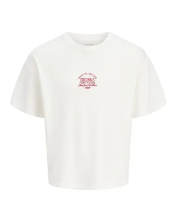 Tricou din bumbac organic cu model text, Alb/Coral