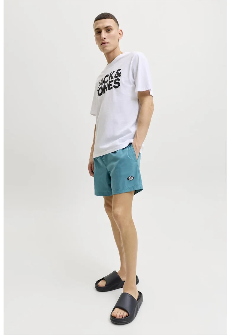 Pantaloni scurti de baie cu snur in talie, Albastru aquamarin