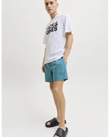 Pantaloni scurti de baie cu snur in talie, Albastru aquamarin