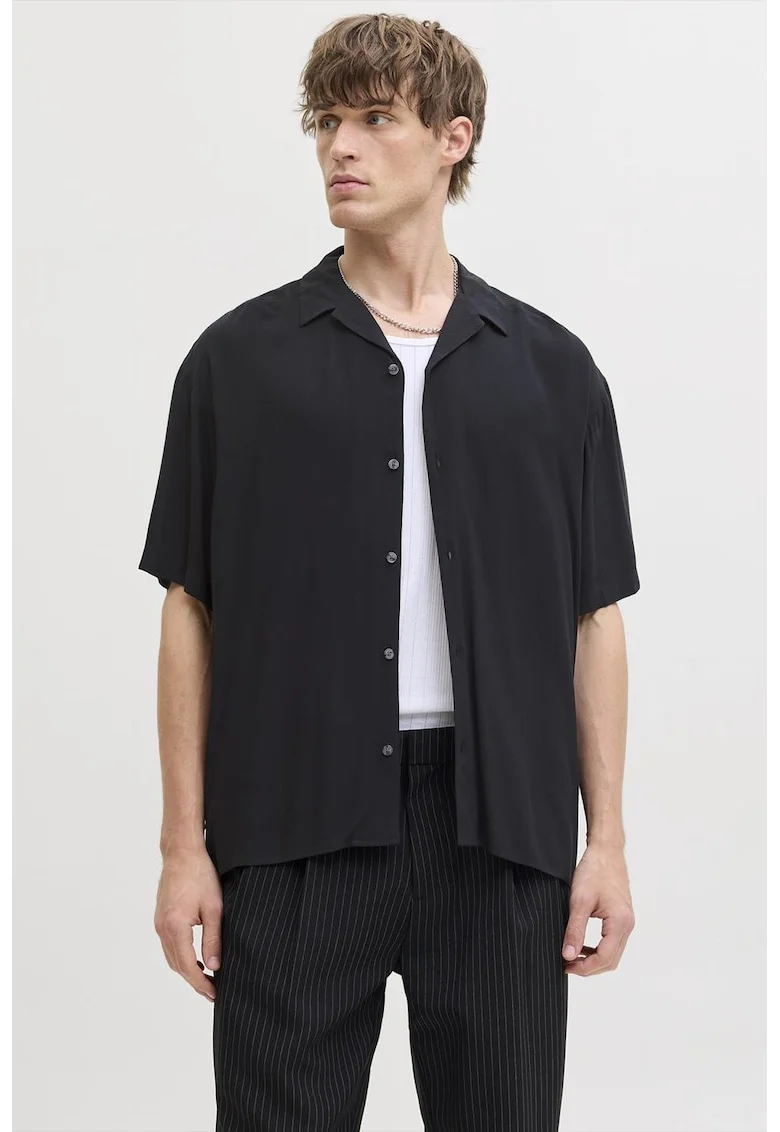 Camasa regular-fit cu maneci scurte, Negru