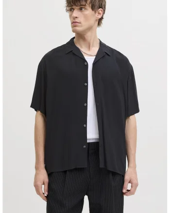 Camasa regular-fit cu maneci scurte, Negru