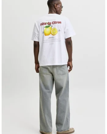 Tricou din bumbac cu imprimeu pe partea din spate, Galben/Alb optic