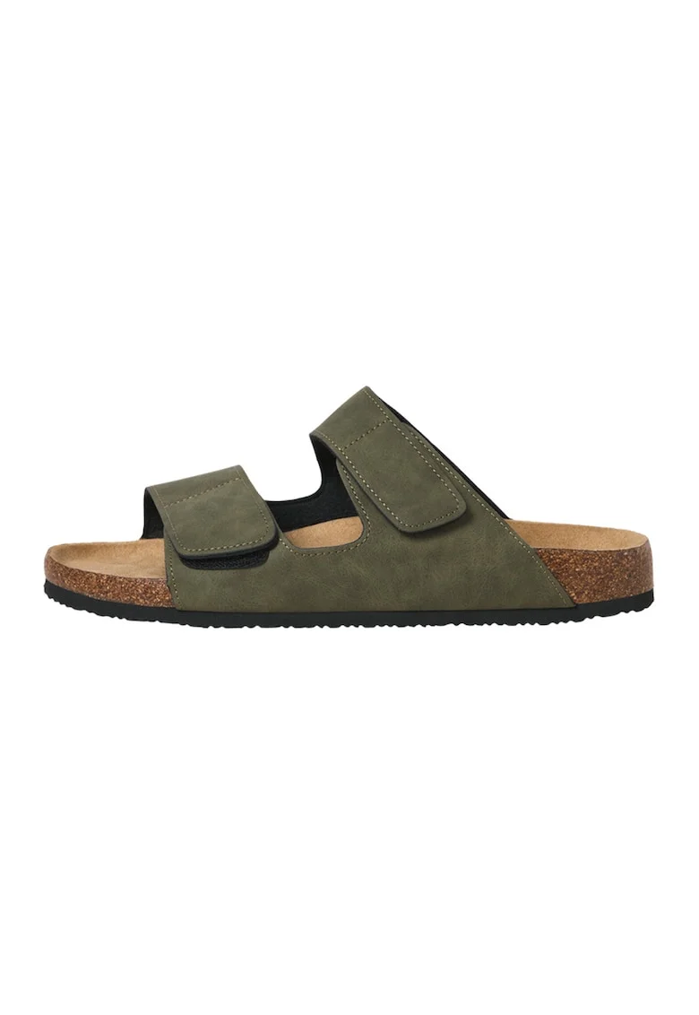 Papuci uni cu velcro, Verde masliniu