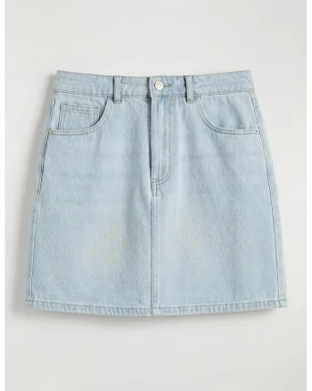 Fusta mini din denim, Albastru pastel