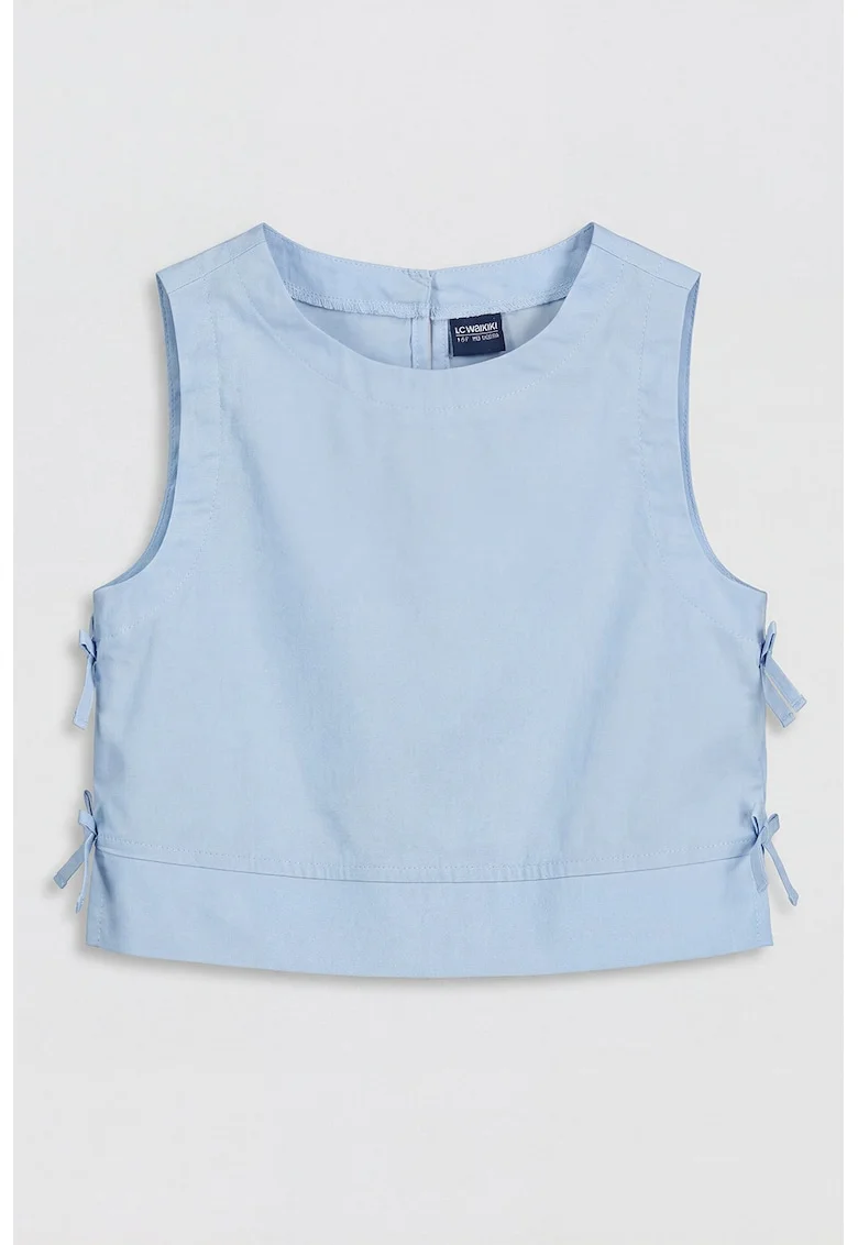 Top uni cu aplicatii funda, Albastru pastel