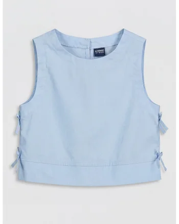 Top uni cu aplicatii funda, Albastru pastel