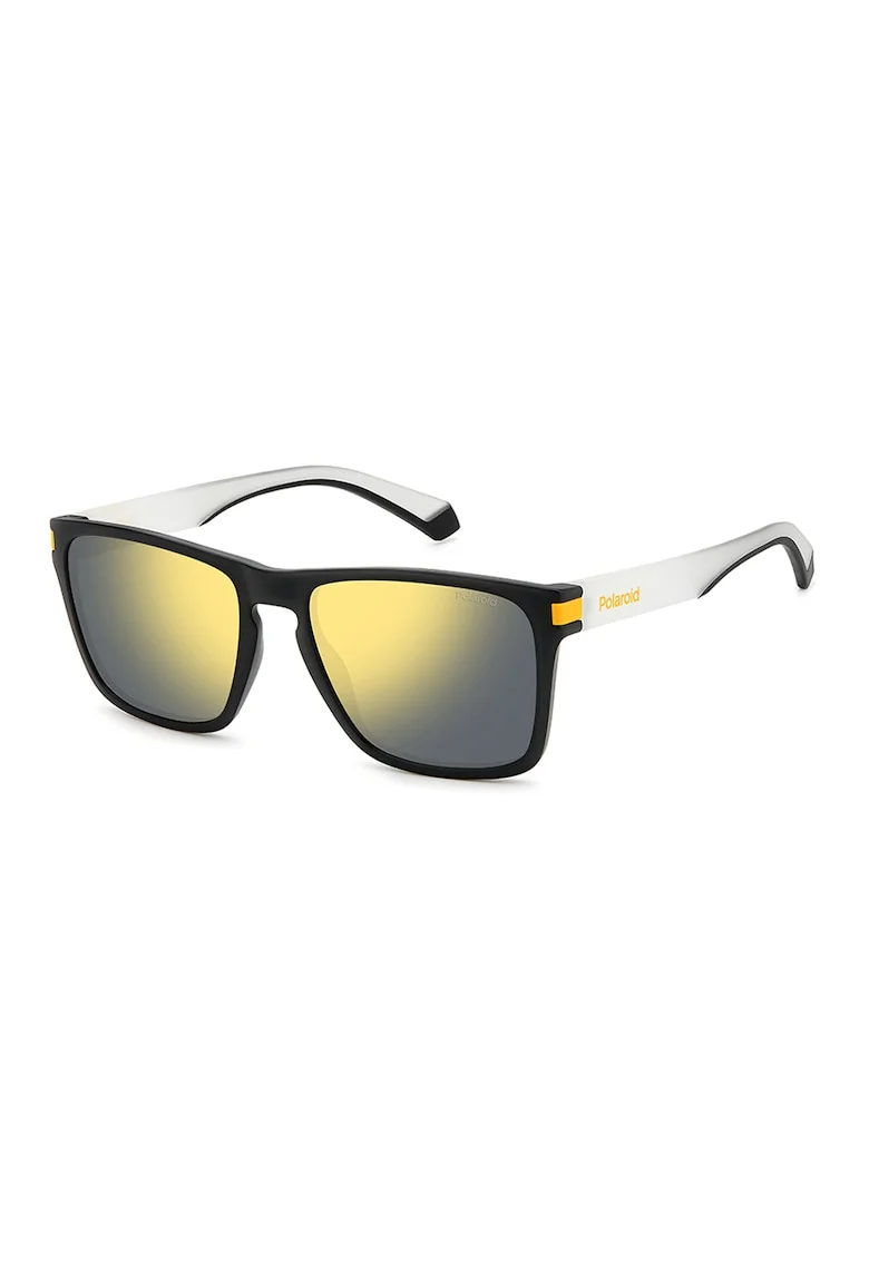 Ochelari de soare unisex cu lentile oglinda polarizate, Alb/Negru