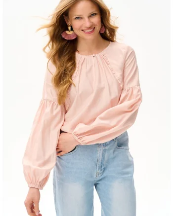Bluza din amestec de viscoza si lana cu maneci bufante