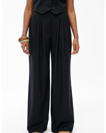 Pantaloni Wide leg cu pliuri frontale
