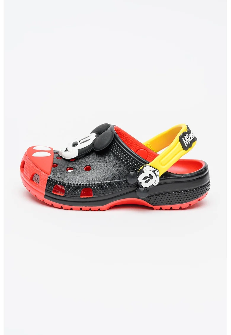 Saboti slingback cu aplicatie Mickey Mouse, Rosu/Negru