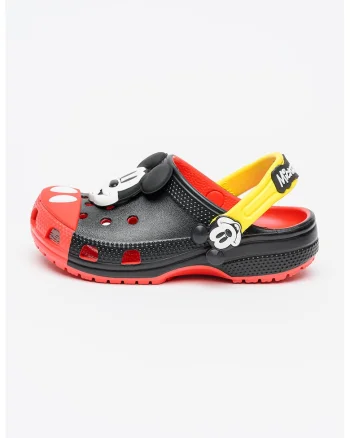 Saboti slingback cu aplicatie Mickey Mouse, Rosu/Negru
