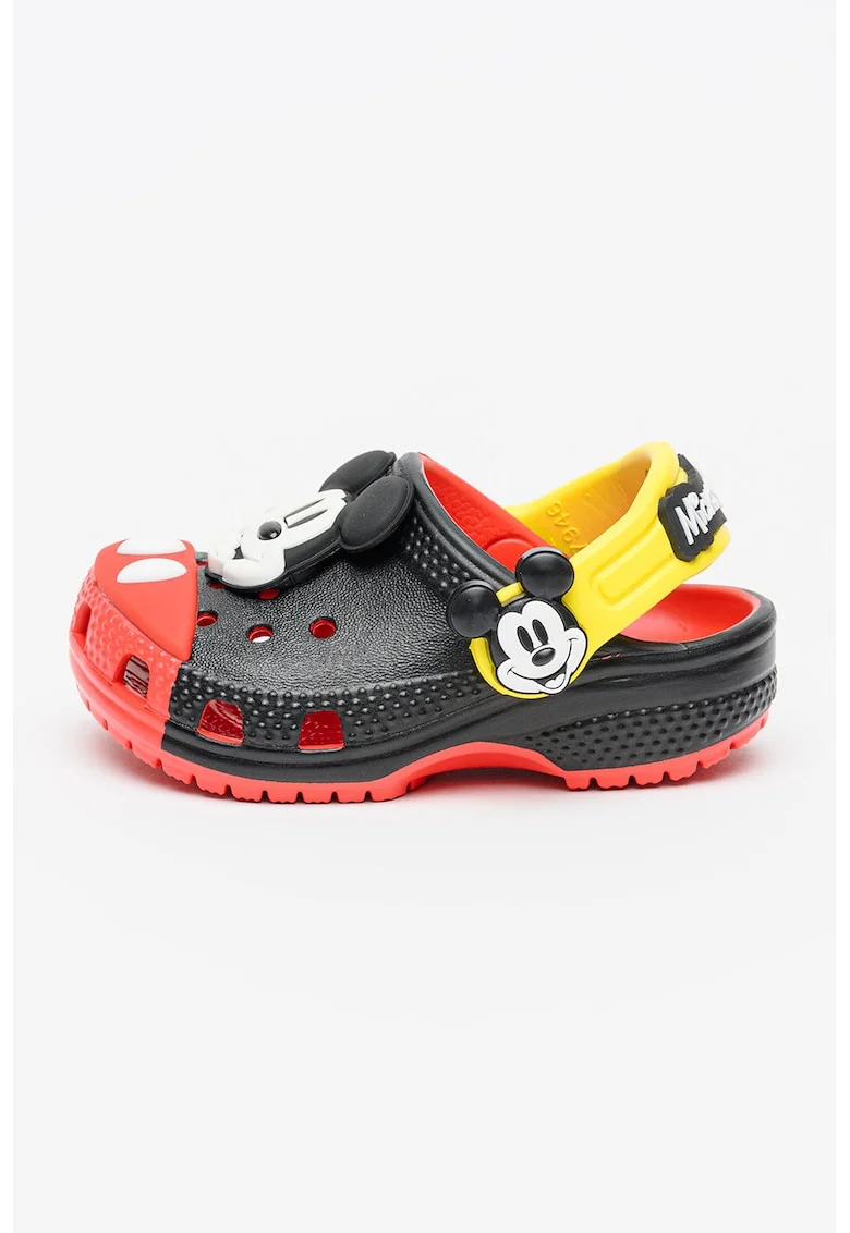 Saboti slingback cu aplicatie Mickey Mouse, Rosu/Negru