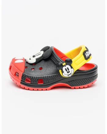 Saboti slingback cu aplicatie Mickey Mouse, Rosu/Negru