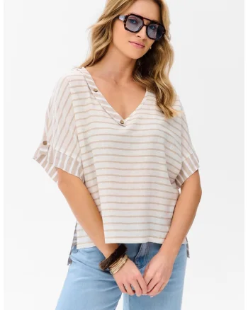 Bluza din amestec de in lejera, in dungi