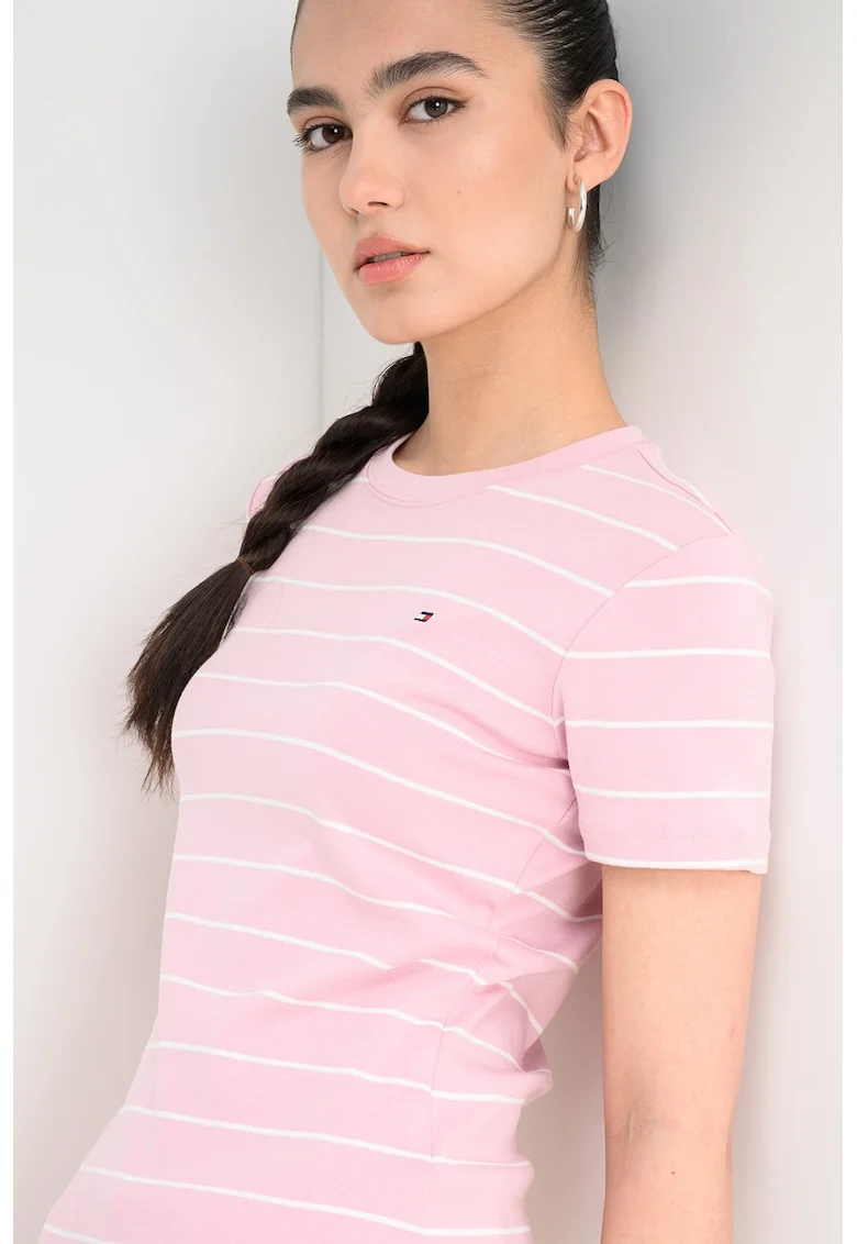 Tricou slim-fit, Alb/Roz