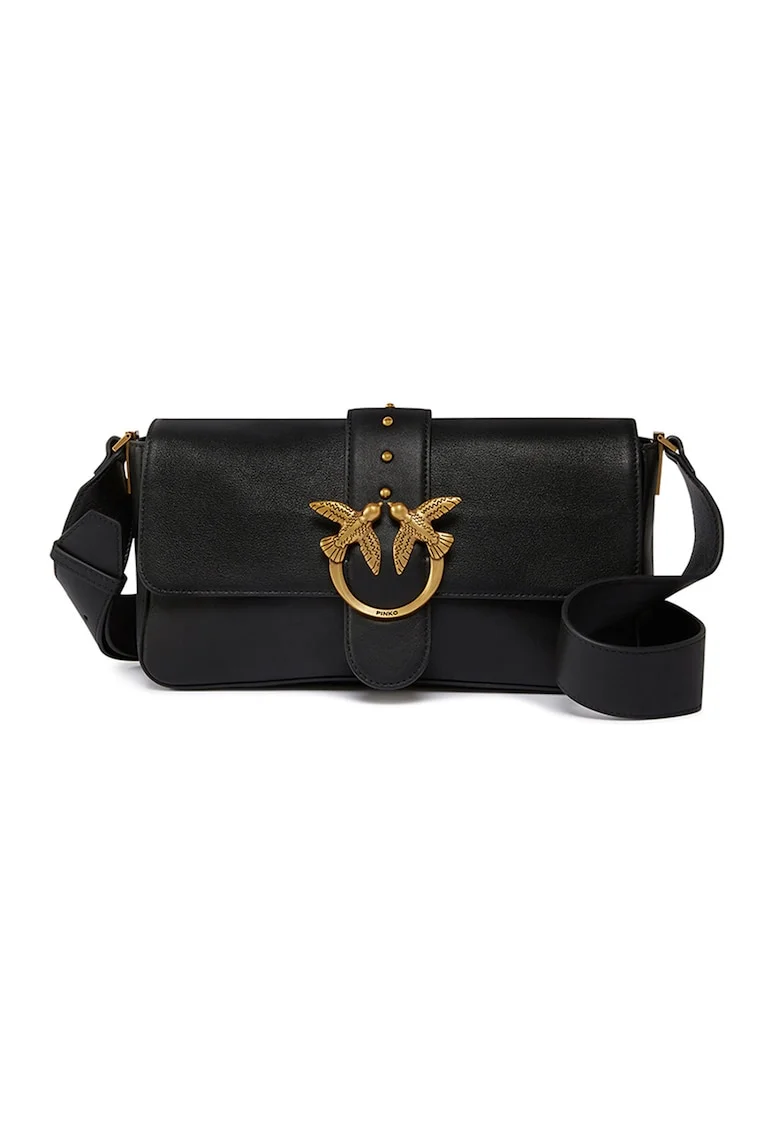 Geanta de piele cu clapa, Negru
