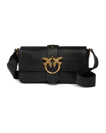 Geanta de piele cu clapa, Negru
