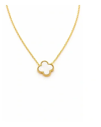 Colier auriu, din otel inoxidabil, suflat cu aur 18k, cu trifoi, Cyrille C2
