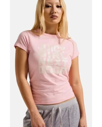 Jucy Couture, Tricou cu imprimeu text Juicy Girl Next Door