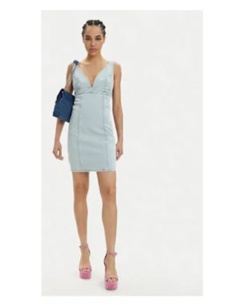 Rochie Din Denim Cu Decolteu In V