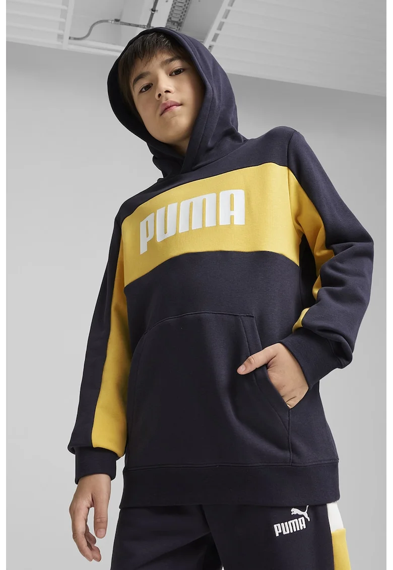 Hanorac din amestec de bumbac cu logo, Galben/Albastru ultramarin