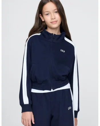 Bluza de trening relaxed fit cu fermoar, Alb/Bleumarin