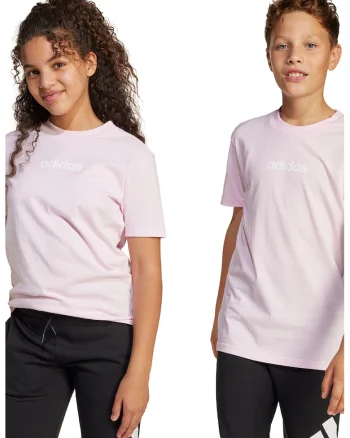 Tricou cu decolteu la baza gatului si logo pe piept, Alb optic/Roz pal