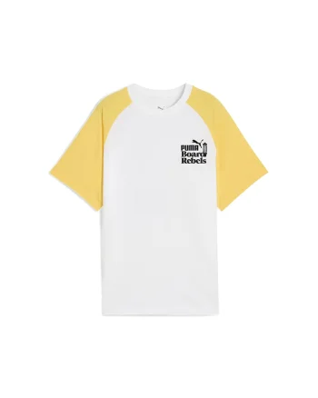Tricou relaxed fit din bumbac Mid 90s, Alb/Galben