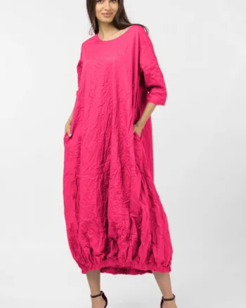 Rochie lunga gogosar din vascoza sifonata, fucsia