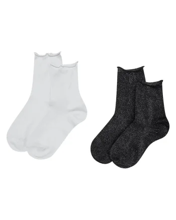 Sosete dama  set 2 perechi, alb si negru, lungi, bumbac