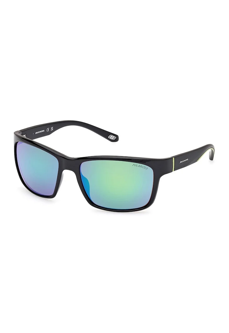 Ochelari de soare dreptunghiulari cu lentile polarizate, Negru