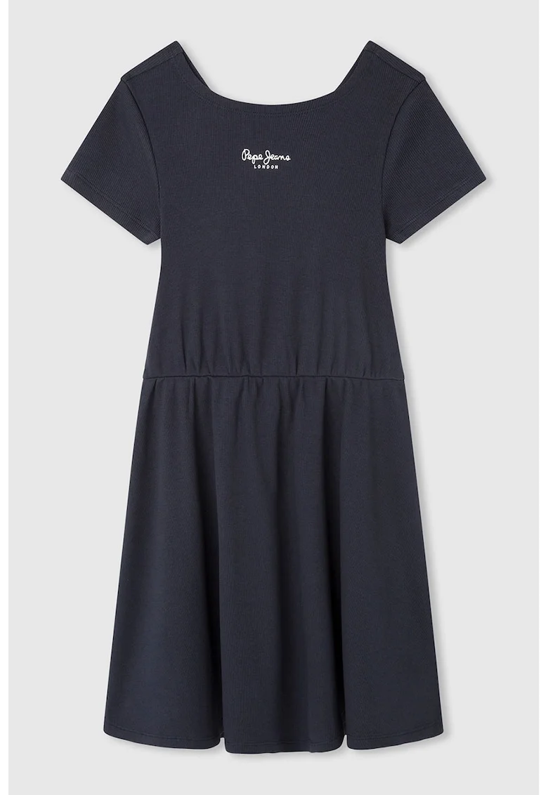 Rochie-tricou evazata cu decupaj pe partea din spate Olya, Albastru ultramarin