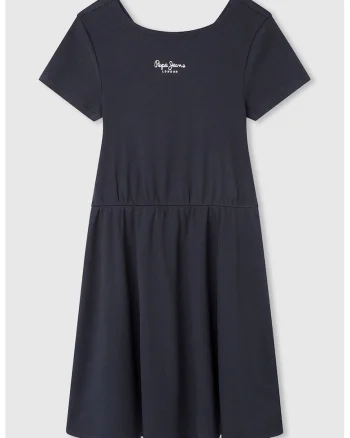 Rochie-tricou evazata cu decupaj pe partea din spate Olya, Albastru ultramarin