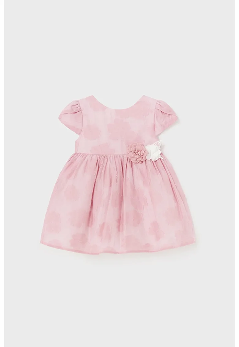 Rochie evazata cu imprimeu floral, Roz prafuit