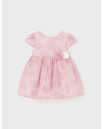 Rochie evazata cu imprimeu floral, Roz prafuit