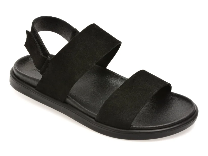 Sandale BITE THE BULLET negre, AL2693, din piele intoarsa