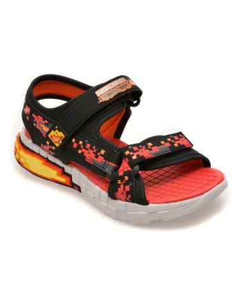 Sandale SKECHERS negre, 402161L, din piele ecologica