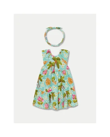 Rochie fete,  140372, Verde, Bumbac