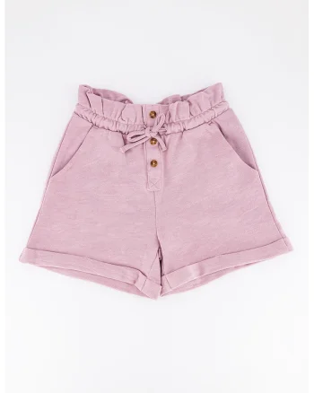 Pantaloni scurti cu snur in talie, Roz prafuit