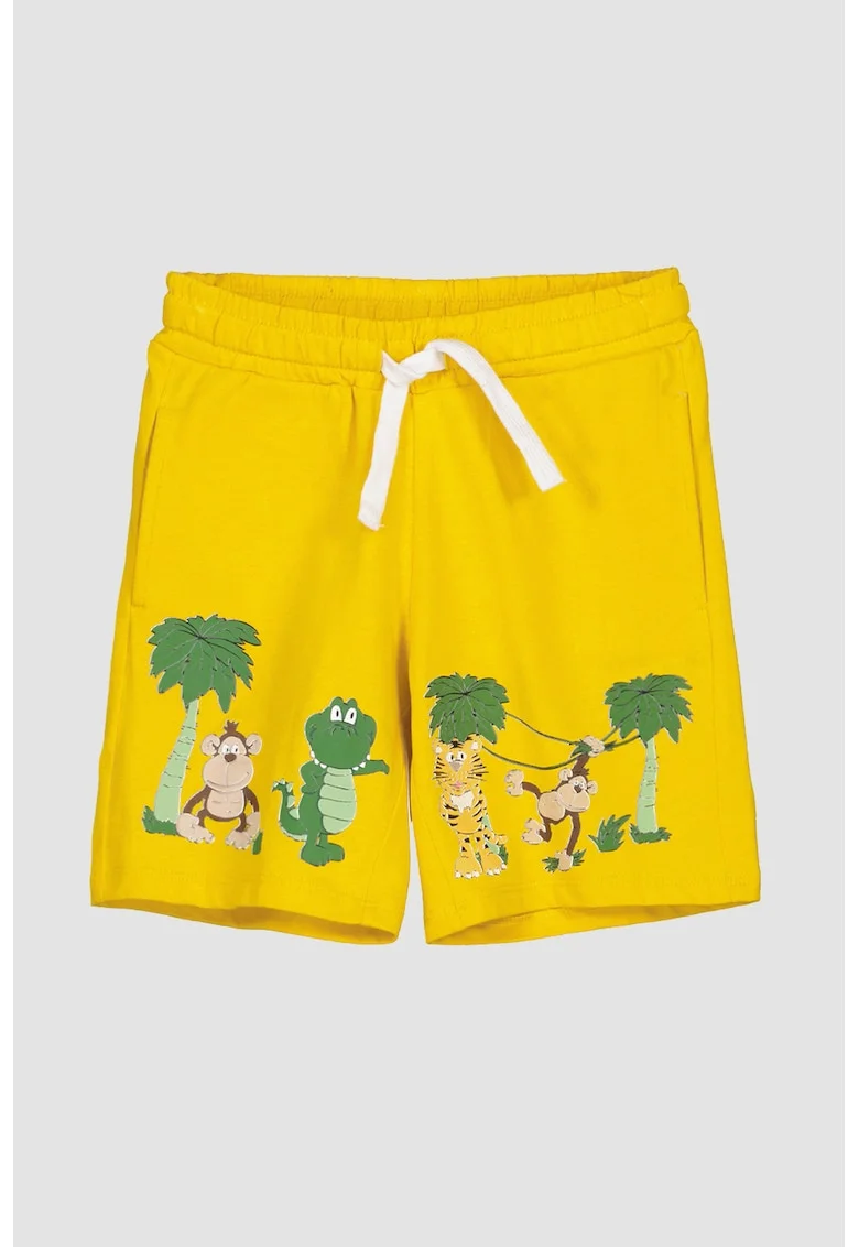 Pantaloni scurti de bumbac cu imprimeu, Galben sofran