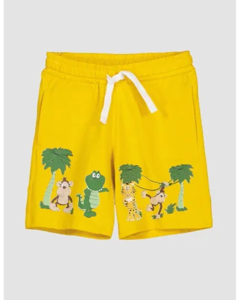 Pantaloni scurti de bumbac cu imprimeu, Galben sofran